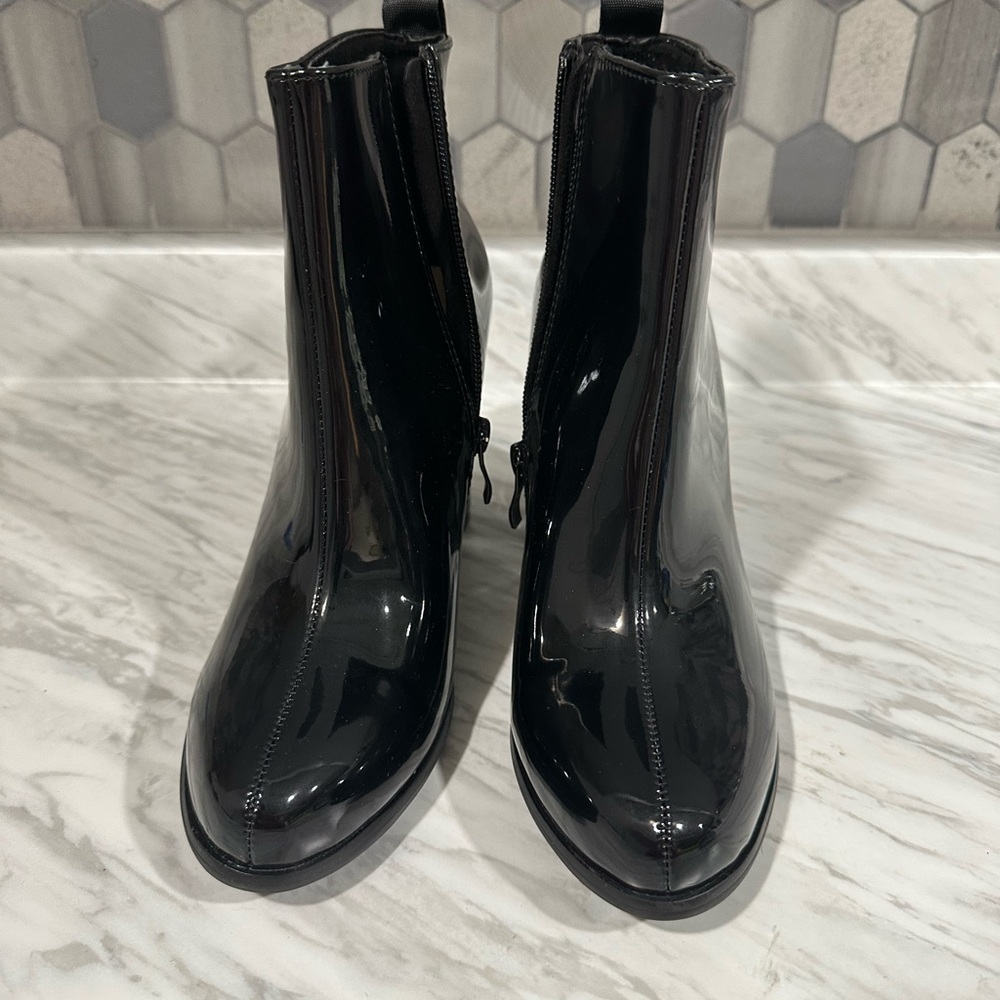 Black Patent Leather Ankle Boots